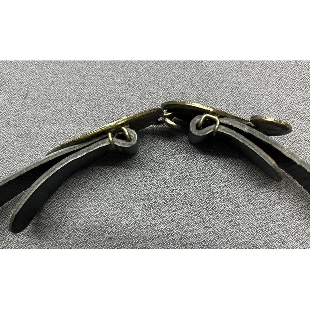 Rare Vintage Christian Dior Leather Belt Brass Teardrop Paisley Buckle